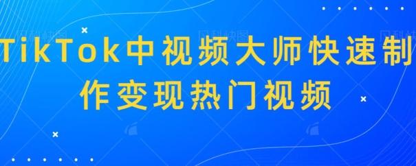 TikTok中视频大师快速制作变现热门视频-点子口袋网
