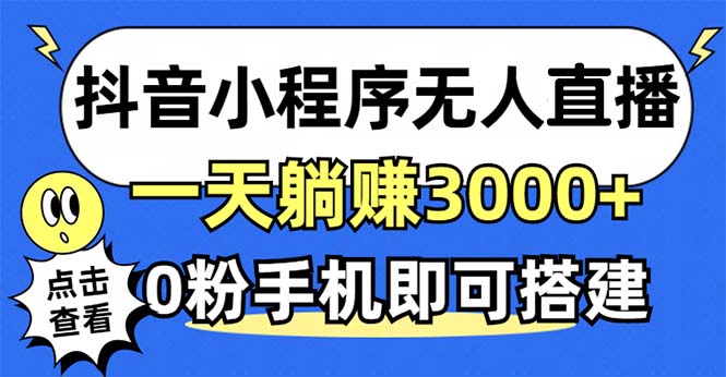 抖音小程序无人直播，一天躺赚3000+，0粉手机可搭建，不违规不限流，小...-点子口袋网