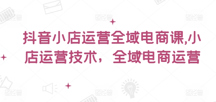 抖音小店运营全域电商课，​小店运营技术，全域电商运营-点子口袋网