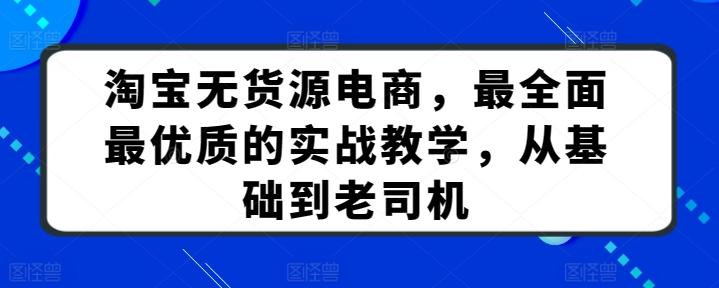 淘宝无货源电商，最全面最优质的实战教学，从基础到老司机-点子口袋网