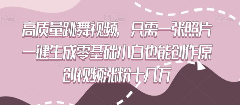 高质量跳舞视频，只需一张照片一键生成零基础小白也能创作原创视频涨粉十几万【揭秘】-点子口袋网