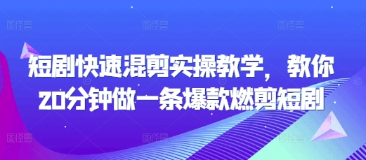 短剧快速混剪实操教学，教你20分钟做一条爆款燃剪短剧-点子口袋网