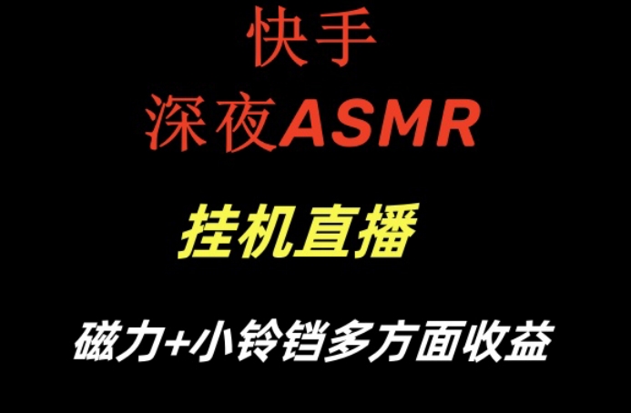 快手深夜ASMR挂机直播，磁力+小铃铛收益(附带工具和5G素材)【揭秘】-点子口袋网