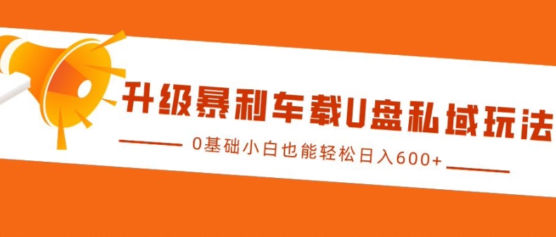 升级暴利车载U盘私域玩法，0基础小白也能轻松日入多张【揭秘】-点子口袋网