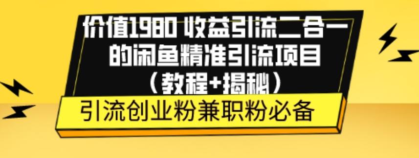 价值1980收益引流二合一的闲鱼精准引流项目（教程+揭秘）-点子口袋网