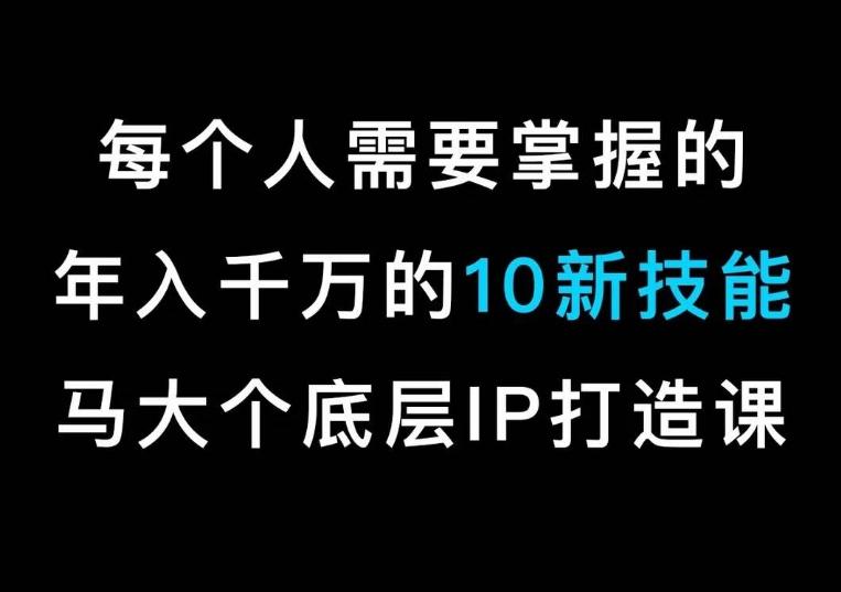 马大个的IP底层逻辑课，​每个人需要掌握的年入千万的10新技能，约会底层IP打造方法！-点子口袋网