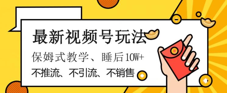 最新视频号玩法，不销售、不引流、不推广，躺着月入1W+，保姆式教学，小白轻松上手【揭秘】-点子口袋网