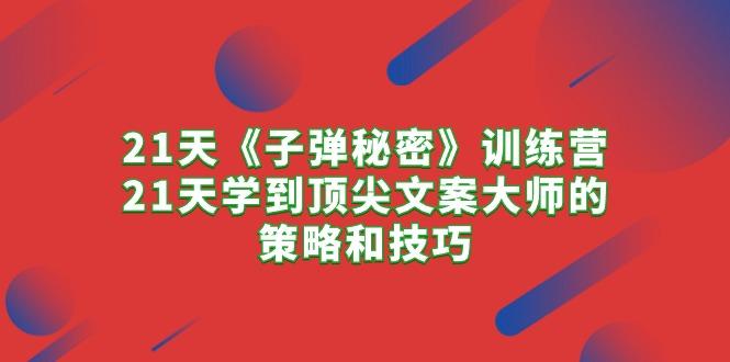 21天《子弹秘密》训练营，21天学到顶尖文案大师的策略和技巧-点子口袋网