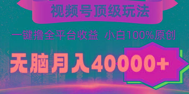 (9281期)视频号顶级玩法，无脑月入40000+，一键撸全平台收益，纯小白也能100%原创-点子口袋网