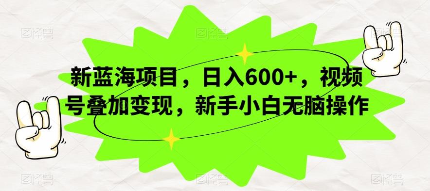 新蓝海项目，日入600+，视频号叠加变现，新手小白无脑操作【揭秘】-点子口袋网