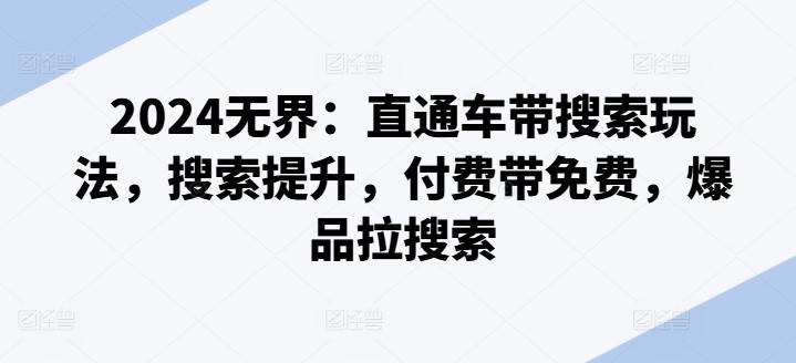 2024无界：直通车带搜索玩法，搜索提升，付费带免费，爆品拉搜索-点子口袋网