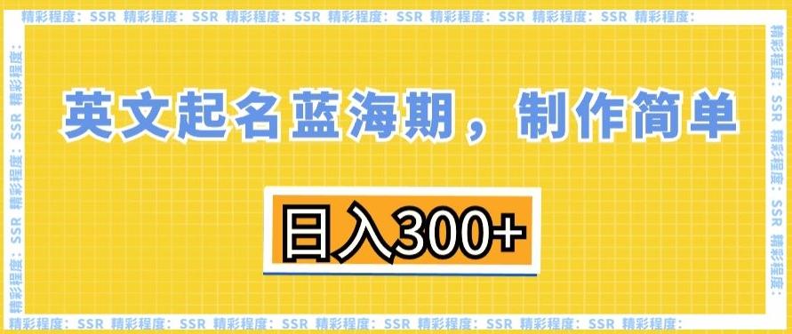 英文起名蓝海期，制作简单，日入300+【揭秘】-点子口袋网