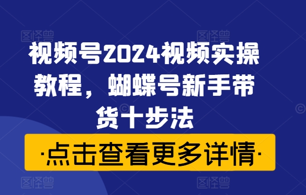 视频号2024视频实操教程，蝴蝶号新手带货十步法-点子口袋网