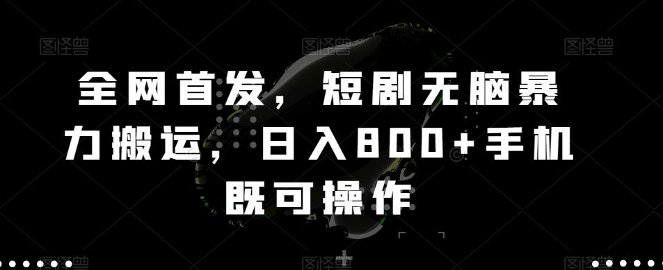 全网首发，短剧无脑暴力搬运，日入800+手机既可操作-点子口袋网