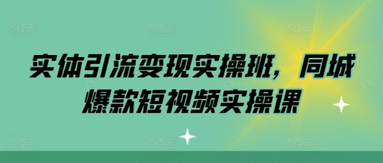 实体引流变现实操班，同城爆款短视频实操课-点子口袋网