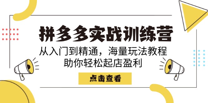 拼多多实战训练营，从入门到精通，海量玩法教程，助你轻松起店盈利-点子口袋网