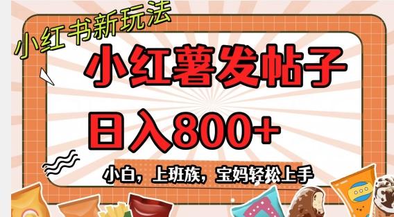 小红薯发日常帖子，日入800+小白专属项目可批量操作-点子口袋网