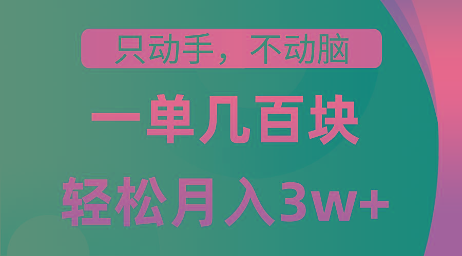 只动手不动脑，一单几百块，轻松月入3w+，看完就能直接操作，详细教程-点子口袋网