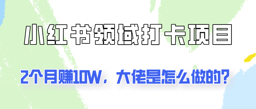 通过小红书领域打卡项目2个月赚10W，大佬是怎么做的？-点子口袋网