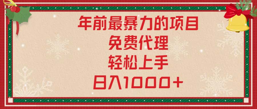 年前最暴力的项目，免费代理，轻松上手，日入1000+-点子口袋网