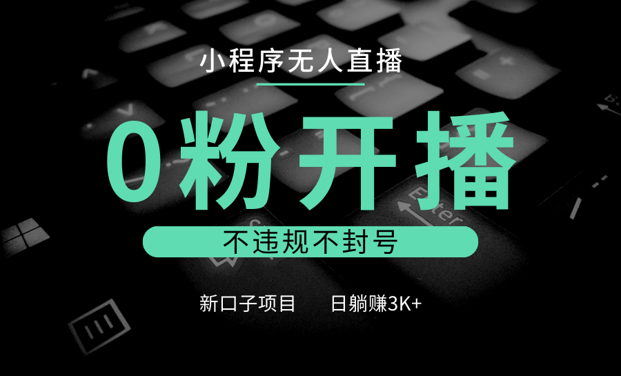 小程序无人直播，0粉开播，不违规不封号，新口子项目，小白日躺赚3K+-点子口袋网