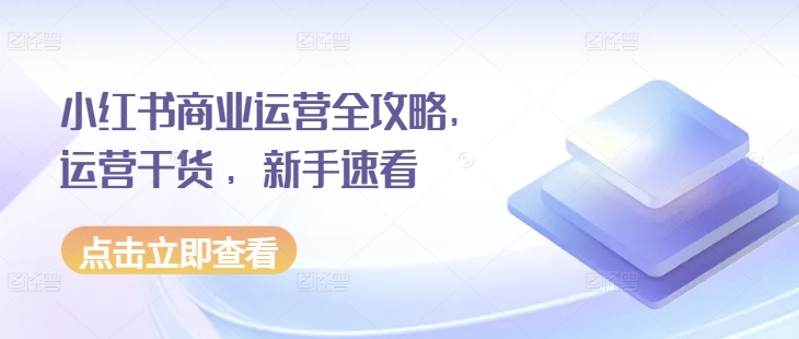 小红书商业运营全攻略，运营干货 ，新手速看-点子口袋网