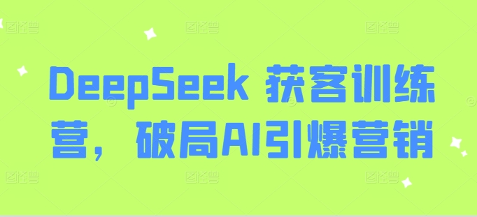 DeepSeek 获客训练营，破局AI引爆营销-点子口袋网