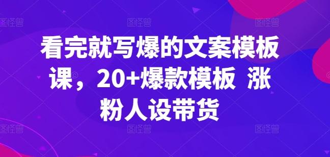 看完就写爆的文案模板课，20+爆款模板  涨粉人设带货-点子口袋网