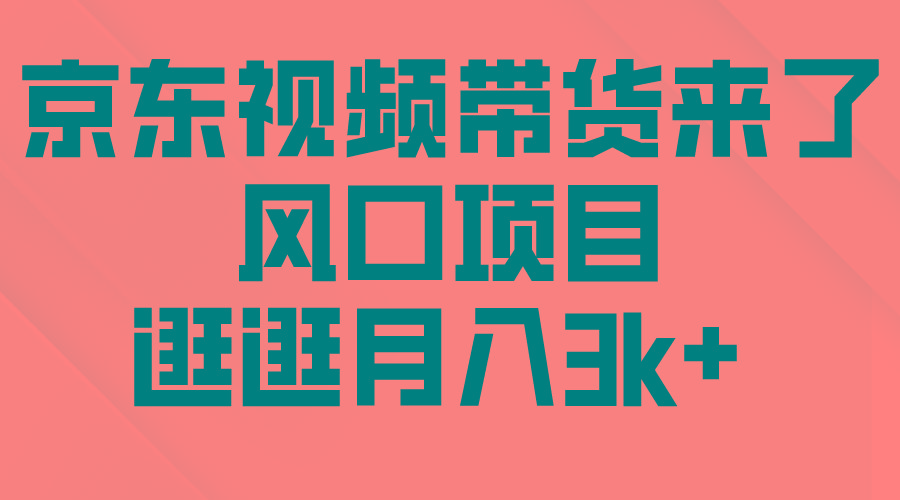 (10025期)京东短视频带货来了，风口项目，逛逛月入3k+-点子口袋网