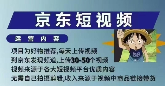 京东短视频带货课，无需自己拍摄剪辑，保姆式教学，两天快速上手-点子口袋网