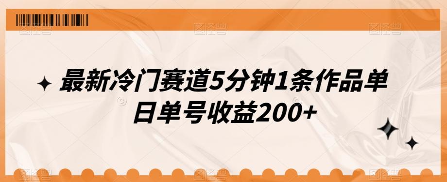 最新冷门赛道5分钟1条作品单日单号收益200+-点子口袋网