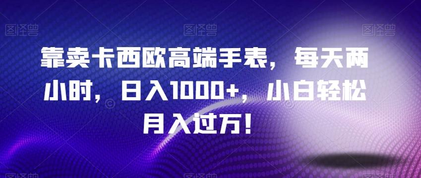 靠卖卡西欧高端手表，每天两小时，日入1000+，小白轻松月入过万！-点子口袋网