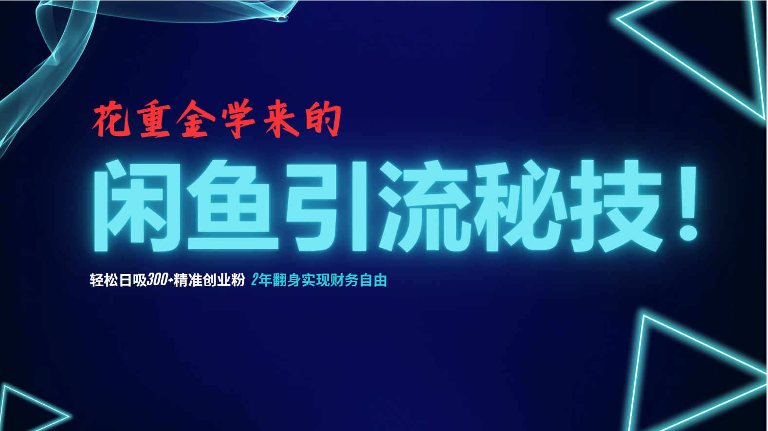 花重金学来的闲鱼引流秘技！轻松日吸300+精准创业粉，每天躺赚5000+，2...-点子口袋网