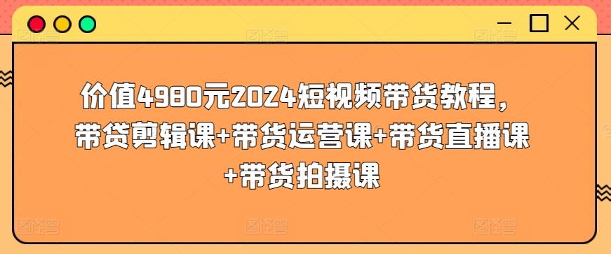 价值4980元2024短视频带货教程，带贷剪辑课+带货运营课+带货直播课+带货拍摄课-点子口袋网