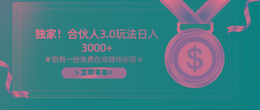 游戏合伙人3.0，日入3000+，无限扩大的蓝海项目-点子口袋网
