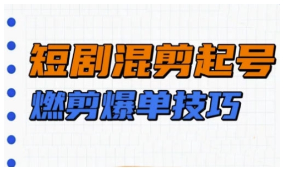 短剧实操教学，短剧混剪起号燃剪爆单技巧-点子口袋网