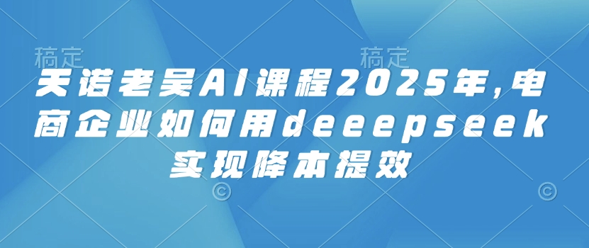 天诺老吴AI课程2025年，电商企业如何用deeepseek实现降本提效-点子口袋网