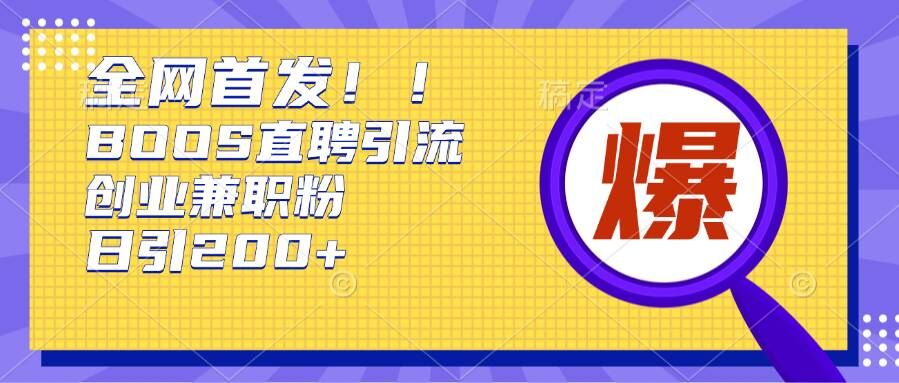 通过Boss直聘，每天轻松钓到200+多条创业大鱼的秘籍【揭秘】-点子口袋网