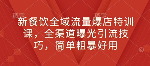 新餐饮全域流量爆店特训课，全渠道曝光引流技巧，简单粗暴好用-点子口袋网