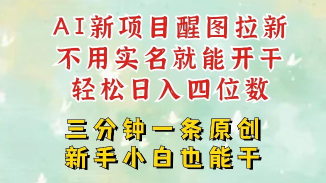 AI新风口，2025拉新项目，醒图拉新强势来袭，五分钟一条作品，单号日入四位数-点子口袋网