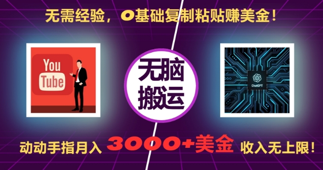 无需经验，0基础复制粘贴赚美刀，动动手指，月入3000+刀，无上限【揭秘】-点子口袋网