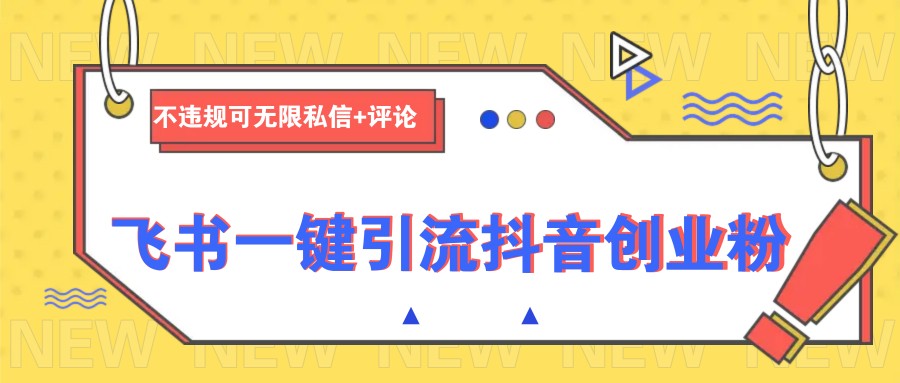 飞书一键引流抖音创业粉，不违规可 无限私信+评论-点子口袋网