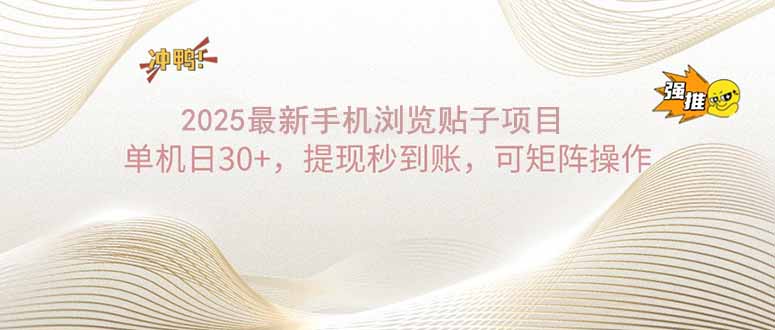 2025手机浏览帖子单机日30+，提现秒到账，可矩阵操作-点子口袋网