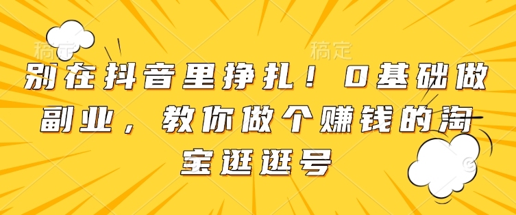 别在抖音里挣扎！0基础做副业，教你做个赚钱的淘宝逛逛号-点子口袋网