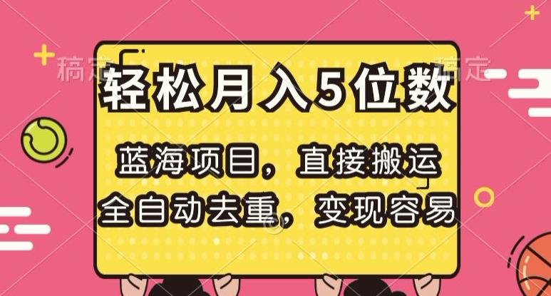 蓝海项目，直接搬运，全自动去重，变现容易，轻松月入5位数【揭秘】-点子口袋网