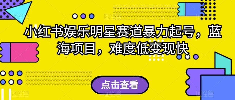 小红书娱乐明星赛道暴力起号，蓝海项目，难度低变现快【揭秘】-点子口袋网