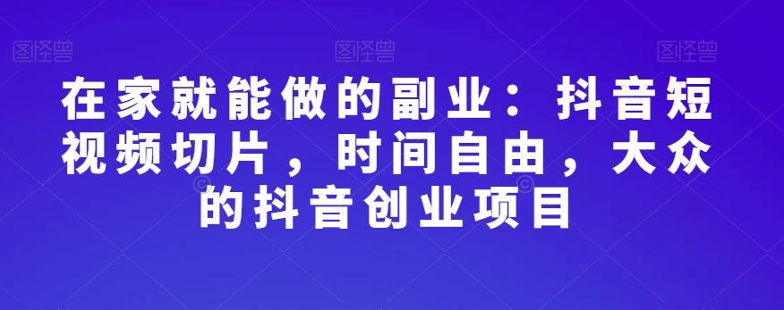 在家就能做的副业：抖音短视频切片，时间自由，大众的抖音创业项目-点子口袋网