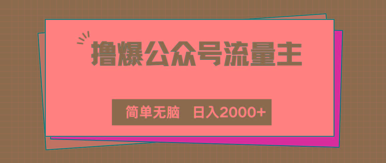 撸爆公众号流量主，简单无脑，单日变现2000+-点子口袋网