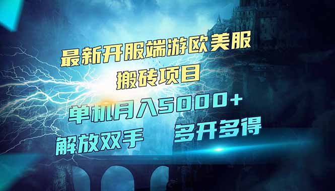 全网热门游戏欧美服端游搬砖，最新开服，项目红利期，单机月入5000+-点子口袋网