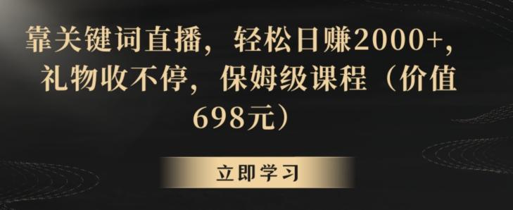 靠关键词直播，轻松日赚2000+，礼物收不停，保姆级课程(价值698元)【揭秘】-点子口袋网